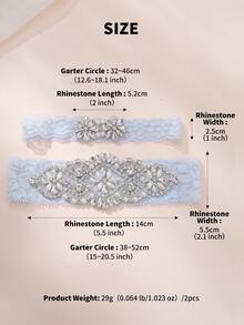 2pcs Bridal Leg Garters With Rhinestone Design, Wedding Leg Accessories For Women - Silver - View 9