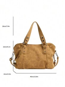 复古简约大容量时尚手提包，适合学生和办公室工作人员通勤 复古简约大容量时尚手提包，适合学生和办公室工作人员通勤，复古风格女士包 - 棕色 - 查看 7