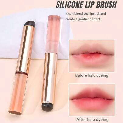 2 cọ trang điểm silicon mềm, có thể tái sử dụng, cọ môi, dụng cụ làm đẹp cầm tay