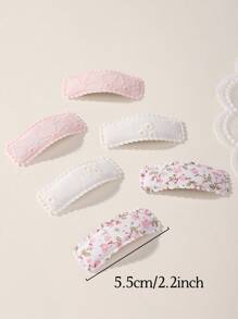 6pcs/Set Embroidery & Printed Square Teen Hair Clips Teen Hair Accessories - Multicolor - View 4