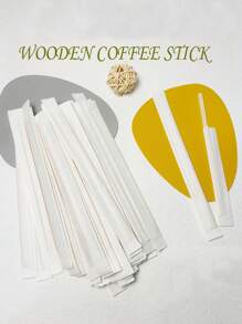 50 pièces/100 pièces Bâtonnets à café en bois jetables, chacun emballé individuellement dans un sac en papier pour remuer les jus, le lait et les boissons en cuisine. Plusieurs tailles au choix. Fournitures scolaires, rentrée scolaire