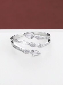 1只水滴形銅鑲立方氧化鋯戒指,適合青少女佩戴 - 彩色 - 查看 4