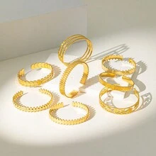 1入組雕花款式金調不鏽鋼手鍊,高端時尚ins風格手飾珠寶,適合女性 - 金黃色 - 查看 11