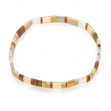 1 PIEZA de Pulsera elástica tejida a mano con cuentas de vidrio TILA de alta calidad, estilo japonés, vacaciones bohemias de primavera/verano, regalo de playa de verano, pulsera de surfista, regalo para mejor amiga