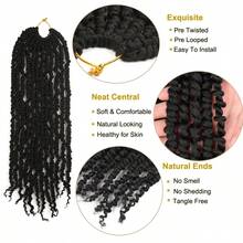TOMO 12 18 24 Inch Niềm đam mê Xoắn Tóc Niềm đam mê Xoắn Móc sự thêu Bím tóc Vòng lặp trước Sợi tổng hợp Bím tóc Nối tóc - màu đen - Xem 5