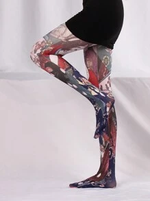 1双女士卡通印花连裤袜，舒适