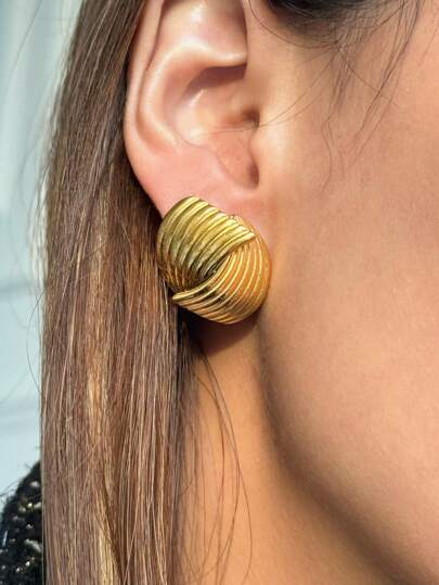 2 件时尚 18K 镀金不锈钢复古火烈鸟羽毛耳钉，适合派对佩戴