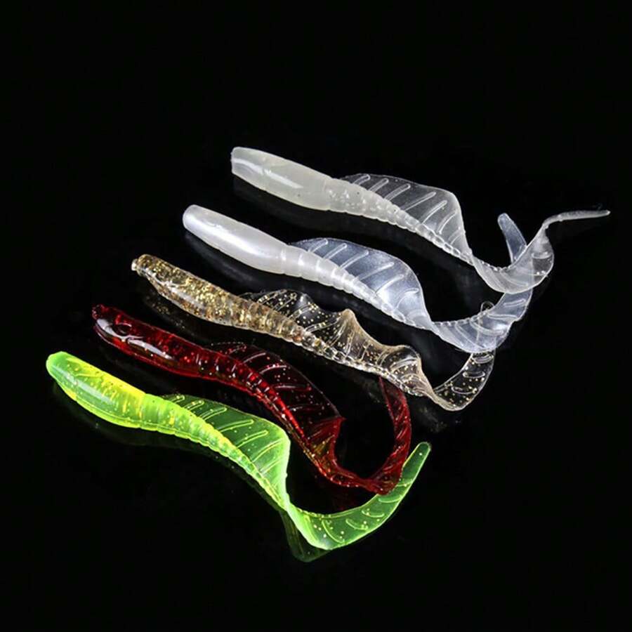 10入組混色柔軟矽膠人造魚餌,震盪器,可用於釣鱸魚、鱸魚,大尾部蠕蟲餌