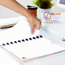 Caderno De Disco ISCOOL Prime Inteligente Grande 20 x 27,5 cm Butterfly Branco Rosa 80 Fls - Butterfly Branco Rosa - Visão 11