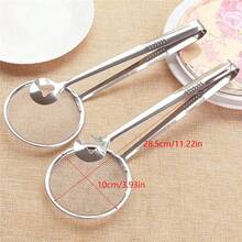 1pc Stainless Steel Practical Food Strainer Ladle, Kitchen Strain Spoon Tool, Food Tongs, Strainer, Oil Filter Clip For Kitchen Frying Food Auxiliary Tool, Making Cooking Oil Filtration - White - View 7