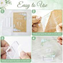 1 set de 20 numéros de table de mariage acryliques avec support, signalisation claire de 4x6 pouces avec numéros de table imprimés, meilleurs cadeaux, décoration de mariage, décoration de la maison, décoration de chambre, cadeaux de fête, décoration d'anniversaire de mariage, décoration de remise des diplômes, décoration de fête de jeune fille - fleur de rose blanche - Voir 5