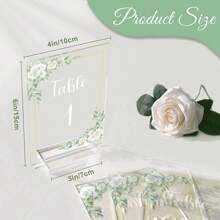 1 set de 20 numéros de table de mariage acryliques avec support, signalisation claire de 4x6 pouces avec numéros de table imprimés, meilleurs cadeaux, décoration de mariage, décoration de la maison, décoration de chambre, cadeaux de fête, décoration d'anniversaire de mariage, décoration de remise des diplômes, décoration de fête de jeune fille - fleur de rose blanche - Voir 2