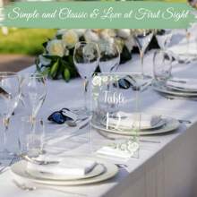 1 set de 20 numéros de table de mariage acryliques avec support, signalisation claire de 4x6 pouces avec numéros de table imprimés, meilleurs cadeaux, décoration de mariage, décoration de la maison, décoration de chambre, cadeaux de fête, décoration d'anniversaire de mariage, décoration de remise des diplômes, décoration de fête de jeune fille - fleur de rose blanche - Voir 4