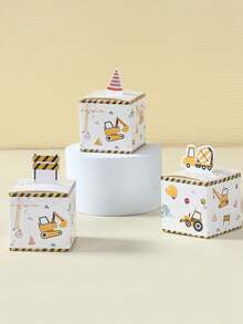 24个工程车造型迷你纸质礼品盒，工程车主题婴儿派对生日派对装饰，礼品包装，糖果饼干盒 - 彩色 - 查看 6