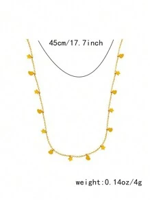 1 件简约星形和心形吊坠项链，不锈钢设计师颈链，精致珠宝配饰，适合日常佩戴情人节 - 金黃色 - 查看 6