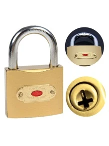 Kit 2 Cadeados Antifurto Para Armarios Malas Com Chave Tetra 38mm - Dourado - Visão 8