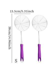 1pc Stainless Steel Wire Strainer, Comfortable Handle, Easy To Retrieve, Quick Drainage Of Water And Oil - Purple - View 15