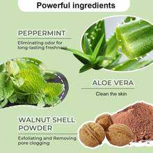 Exfoliante para axilas con menta, aloe vera y polvo de cáscara de nuez de GZE, el exfoliante para axilas ayuda a eliminar el olor, a limpiar en profundidad y a exfoliar, para piernas, rodillas, pies, manos y todo el Body, blanqueamiento de axilas - Blanco - Ver 5