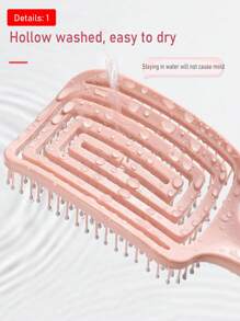 時尚大型彎形梳，適用於蓬鬆高馬尾髮型，防蚊&氣墊&空心紋理設計梳子，適用於長髮女性，紫粉色方形彈性可水洗梳子，日常家用&商業沙龍髮型梳髮刷 - 彩色 - 查看 4