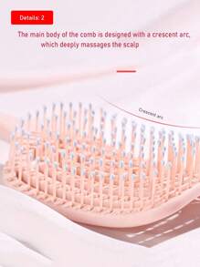 時尚大型彎形梳，適用於蓬鬆高馬尾髮型，防蚊&氣墊&空心紋理設計梳子，適用於長髮女性，紫粉色方形彈性可水洗梳子，日常家用&商業沙龍髮型梳髮刷 - 彩色 - 查看 7