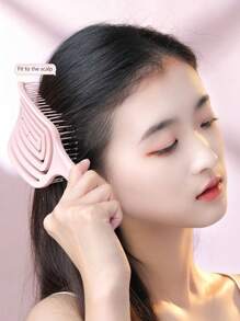 時尚大型彎形梳，適用於蓬鬆高馬尾髮型，防蚊&氣墊&空心紋理設計梳子，適用於長髮女性，紫粉色方形彈性可水洗梳子，日常家用&商業沙龍髮型梳髮刷 - 彩色 - 查看 12