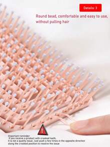 時尚大型彎形梳，適用於蓬鬆高馬尾髮型，防蚊&氣墊&空心紋理設計梳子，適用於長髮女性，紫粉色方形彈性可水洗梳子，日常家用&商業沙龍髮型梳髮刷 - 彩色 - 查看 5