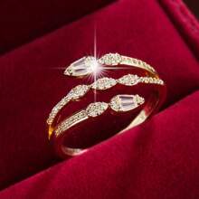 1只水滴形銅鑲立方氧化鋯戒指,適合青少女佩戴 - 彩色 - 查看 13