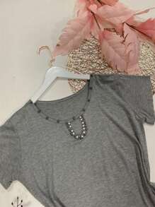 Plus Size T-shirts - Màu Xám nhạt - Xem 3