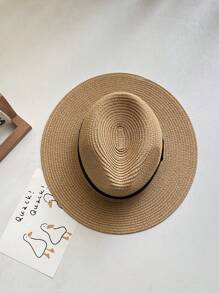1pc Women's Khaki Western Style Cowboy Hat With Upf 50+ Sun Protection, Panama Straw Hat With Black Belt Decoration, Vintage Style, Lightweight, Breathable, Suitable For Beach And Travel, Wedding Season, Music Festival, Valentine's Day Gift