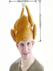 Lindo sombrero de pierna de pollo divertido de 1 pieza para el Día de Acción de Gracias, gorro de cosplay de pavo - Marrón - Ver 5