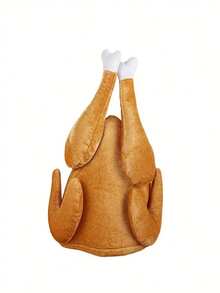 Lindo sombrero de pierna de pollo divertido de 1 pieza para el Día de Acción de Gracias, gorro de cosplay de pavo - Marrón - Ver 3