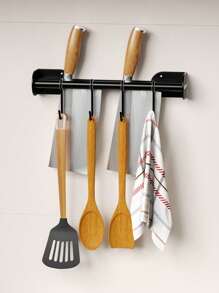 1pc Kitchen Wall Hanger Rack, Multifunctional Wallmount Hooks Without Drilling, Home Storage Organizer For Kitchenware
