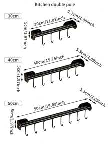1pc Kitchen Wall Hanger Rack, Multifunctional Wallmount Hooks Without Drilling, Home Storage Organizer For Kitchenware