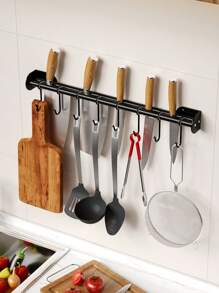 1pc Kitchen Wall Hanger Rack, Multifunctional Wallmount Hooks Without Drilling, Home Storage Organizer For Kitchenware