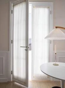 1 件免钻法式加厚滤光隐私保护编织绳门帘，纯色法式门窗帘，半透明法式门帘，配有优雅的杆袋，可遮挡阳光并使房间变暗，适用于前厅/厨房/后厅/露台/客厅玻璃门 - 白色 - 查看 1