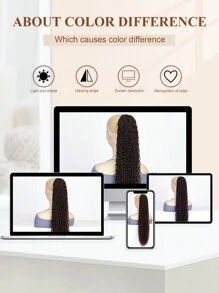 30 Inch Curly Ponytail Extensions Synthetic Deep Wave Drawstring Ponytail For  Natural Hair Feeling With Clip In Thick Ponytail Dark Brown Hairpiece(#6A) - View 9