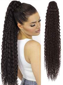 30 Inch Curly Ponytail Extensions Synthetic Deep Wave Drawstring Ponytail For  Natural Hair Feeling With Clip In Thick Ponytail Dark Brown Hairpiece(#6A) - View 1