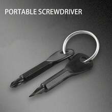Compact Screwdriver For Both: Flat Head And Small Crosshead Screwdriver Set, Keychain Tool, Mini EDC Keychain Screwdriver, Best Tool For Men 2024 (2 Pieces Black) - Black - View 2