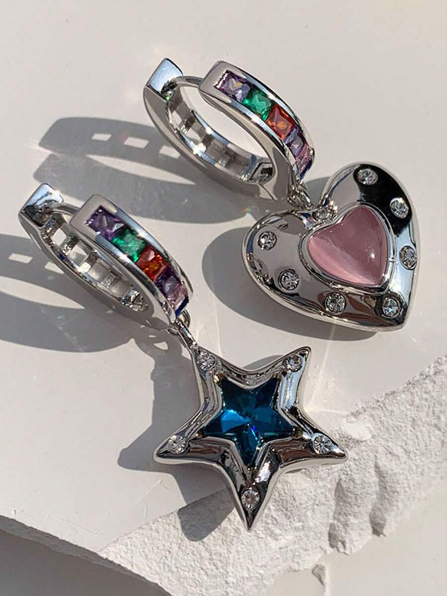 Bất đối xứng Gấu & Hình trái tim Hoa tai Đối với Của phụ nữ Đồ trang sức - Nhiều màu - Xem 1