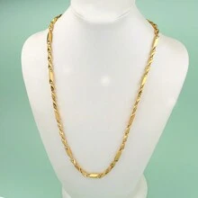 1 Pieza De Cadena De Cuello De Acero Inoxidable Chapada En Oro Para Hombres, Accesorio Para Hombres - Multicolor - Ver 2