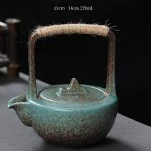 A High-End Ceramic Gungfu Tea Pot With Lifted Handle For Brewing Tea, Suitable For Home, Office And Leisure Places - Green - View 2