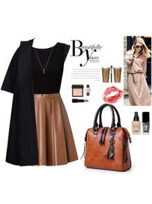 Bolsa Totes para Mujer 4 Piezas, Bolsa Mujer Mano Compras Casual Bolso Hombro Bolso Cruzado con Bandolera Ajustable,Gran Capacidad,Cartera para Trabajo,Cita,Viaje,Fiesta - Marrón - Ver 10