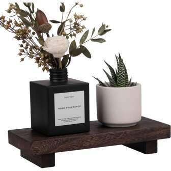 木质托盘底座支架农舍浴室装饰装饰性木制立管厨房皂盒架适用于梳妆台、柜台、水槽，棕色浴室收纳架秋季装饰返校