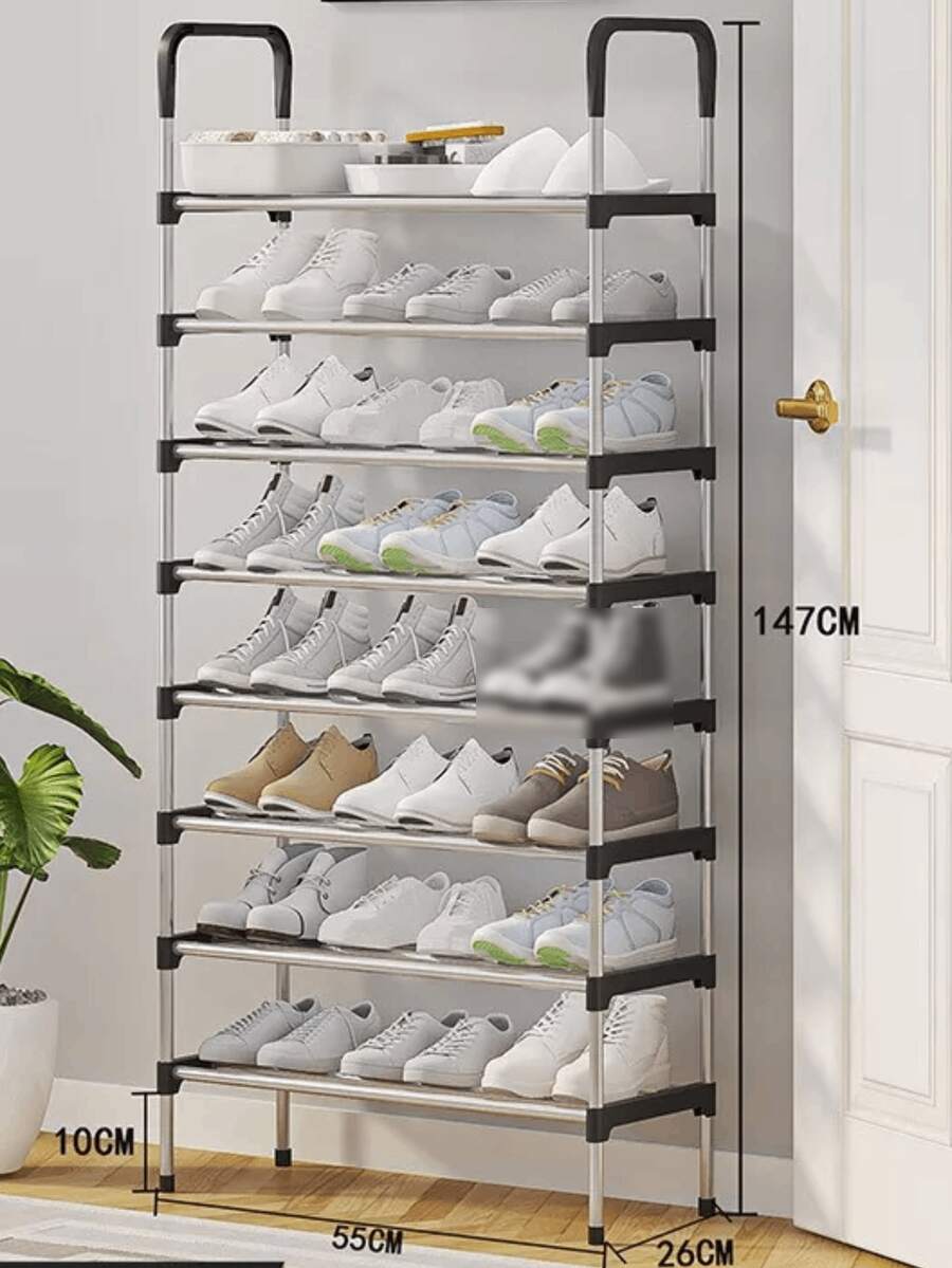Zapatero de tubo de aluminio 8 niveles estante multifunción acero inoxidable para zapatos gran capacidad organizador moderno zapatero resistente almacenaje vertical clóset dormitorio entrada pasillo fácil de armar diseño compacto ideal calzado deportivo botas sandalias multifuncional ahorro espacio mueble zapatera para hogar y oficina - Multicolor - Ver 1