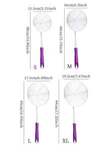 1pc Stainless Steel Wire Strainer, Comfortable Handle, Easy To Retrieve, Quick Drainage Of Water And Oil - Purple - View 2