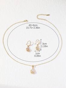 Hihho 3pcs/Set Stainless Steel Waterdrop Necklace For Women With Rhinestone Pendant,Waterdrop Design Stud Earrings