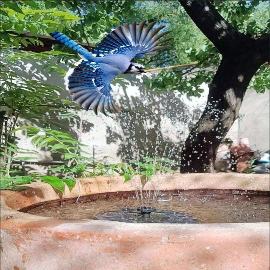 1pc Solar Powered Birdbath Fountain With Multiple Sprinkler Heads