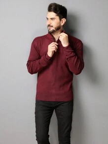 Men Sweaters - عنابي اللون - مشاهدة 6