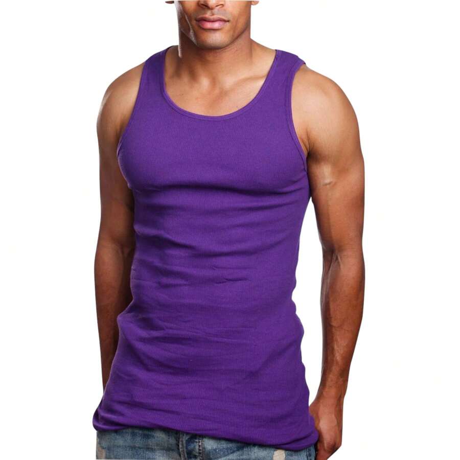 ToBeInStyle Men's Cotton Tank Tops - Purple - View 1