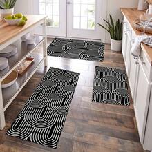 1 Miếng In Hình học Cashmere Chất vải Đơn giản Phòng bếp Chống trượt Thảm trải sàn , Chống bụi bẩn Tấm thảm , Dài Dây đeo Không trượt Hấp thụ Thảm trải sàn , Thoải mái Chống mệt mỏi Đứng Tấm lót , Nhà  Trang trí Tấm thảm Đối với Phòng khách , Phòng ngủ , Phòng tắm , Giặt Phòng , Chống mệt mỏi Đệm Nhà bếp - màu đen - Xem 1